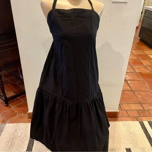 Everlane The Pinafore Black Midi Dress Size 8 with Pockets